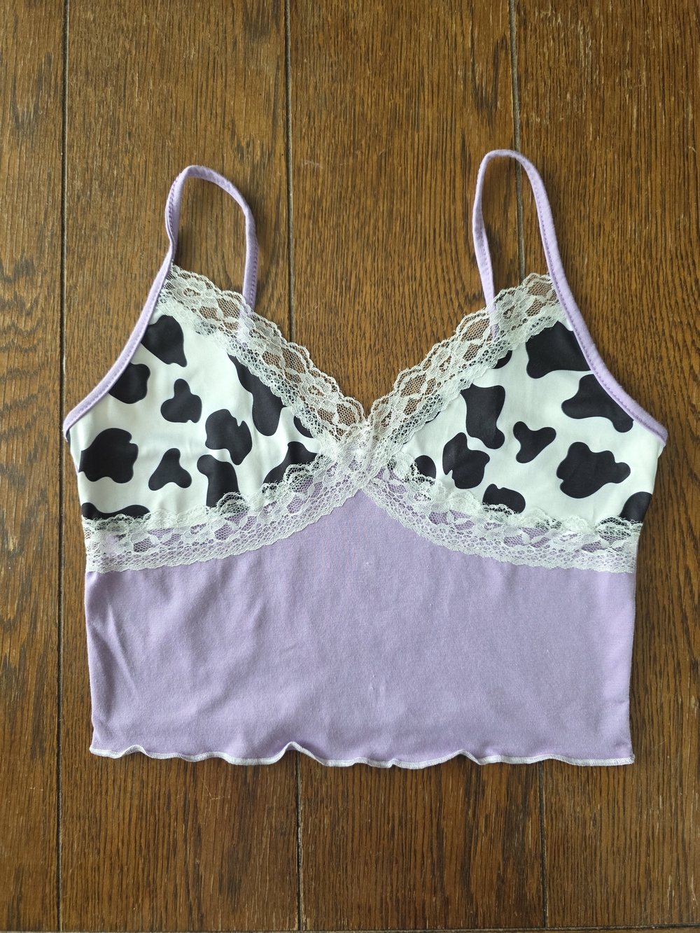 Lavender Lace Cow🐄 Print Cami Top